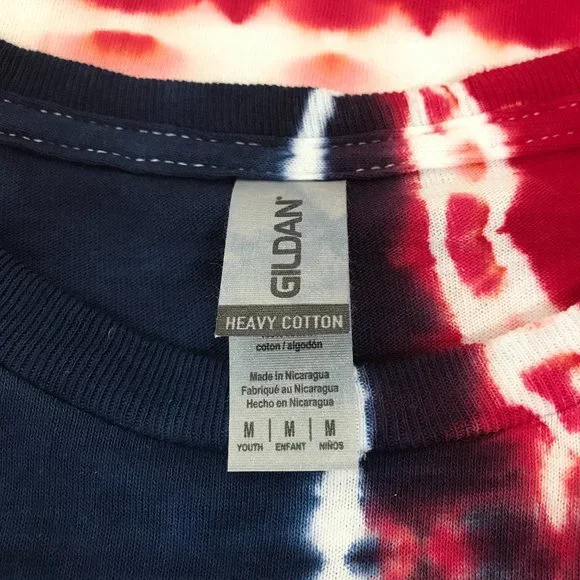 New KIDS American Flag Tie-Dye T-Shirt | Red/White/Blue | Medium - Picture 6 of 7